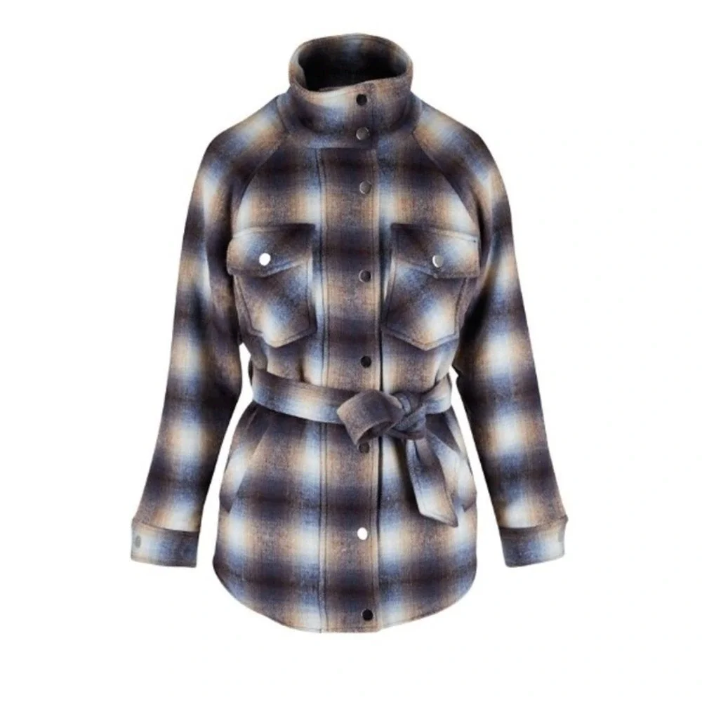Veronica Beard Amari Khaki & Blue‎ Ombré Plaid Jacket Size XS